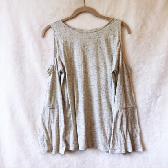 LOFT Tops - LOFT Light Grey Cold Shoulder Bell Sleeve Top